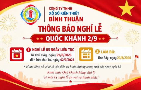 Thông báo lịch nghỉ lễ Quốc khánh 02/9/2026 